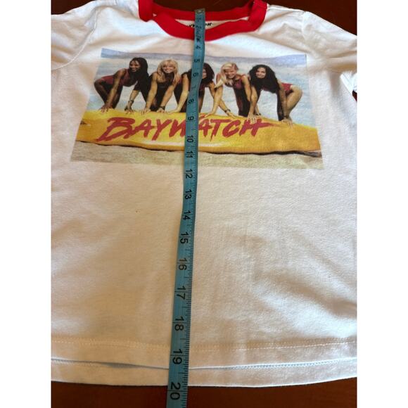 Baywatch Graphic Ringer Tee Lifeguard 80s Aesthetic Contrast Trip Small - Picture 4 of 8